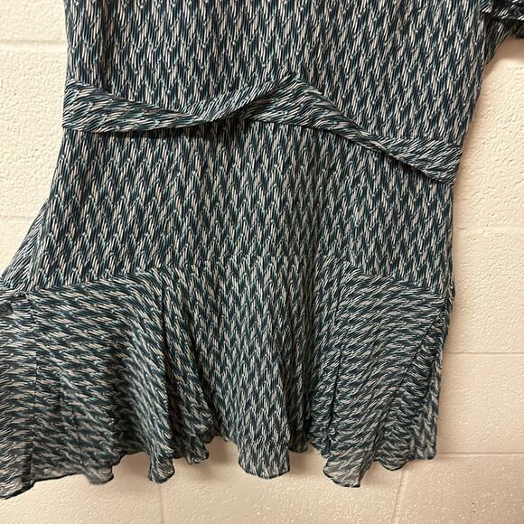 Reiss Rayah Printed Flippy Dress Blue Size 12 Mini Tie Detail Party Event Work - Picture 4 of 13